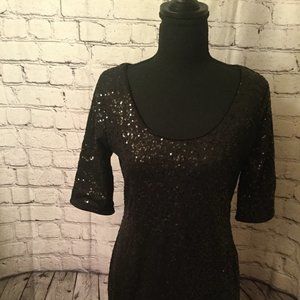 Forever 21 Black Sequence Dress-Size: Large